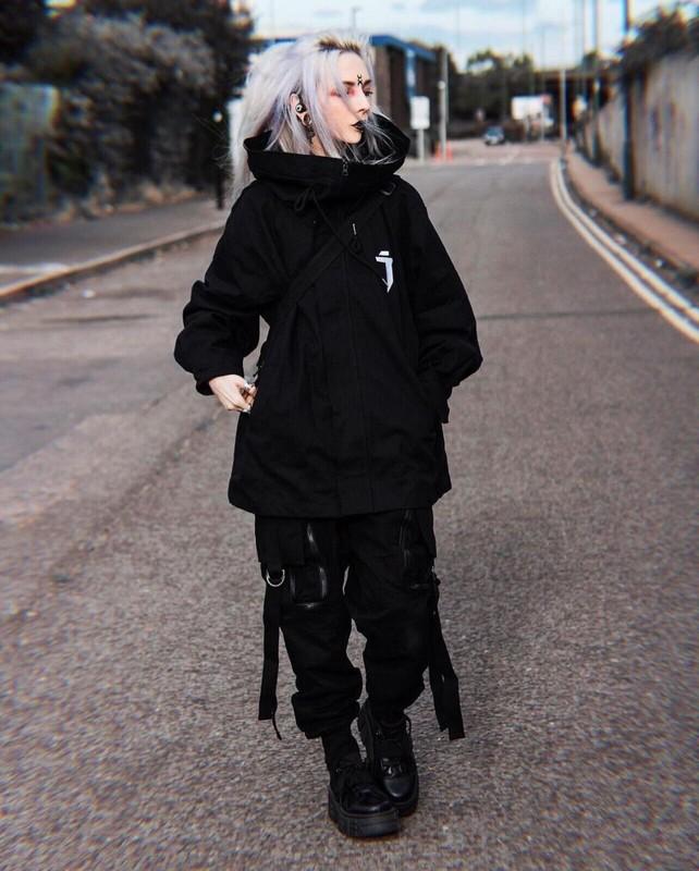 Niepce I-Tech Black Techwear Cargo Jacket Streetwear Cyberpunk Hooded Coat