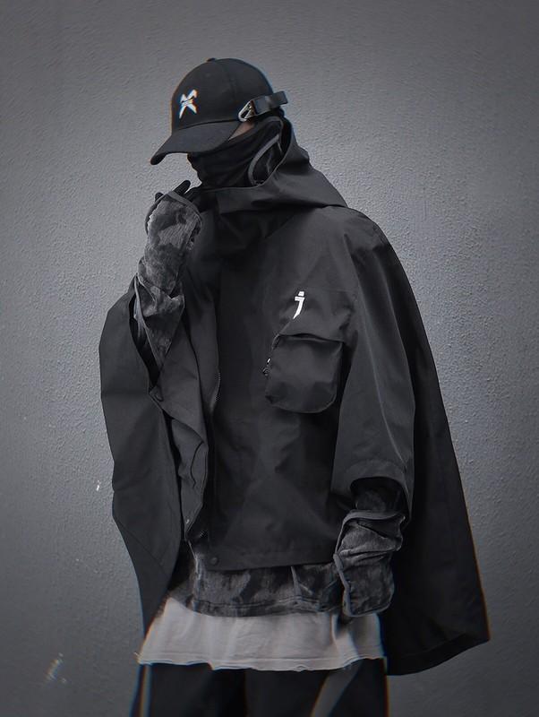 Niepce Unisex I-Tech Poncho Japanese Techwear Hooded Cape Jacket