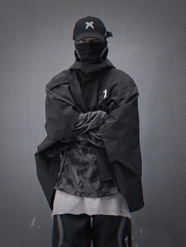 Niepce Unisex I-Tech Poncho Japanese Techwear Hooded Cape Jacket