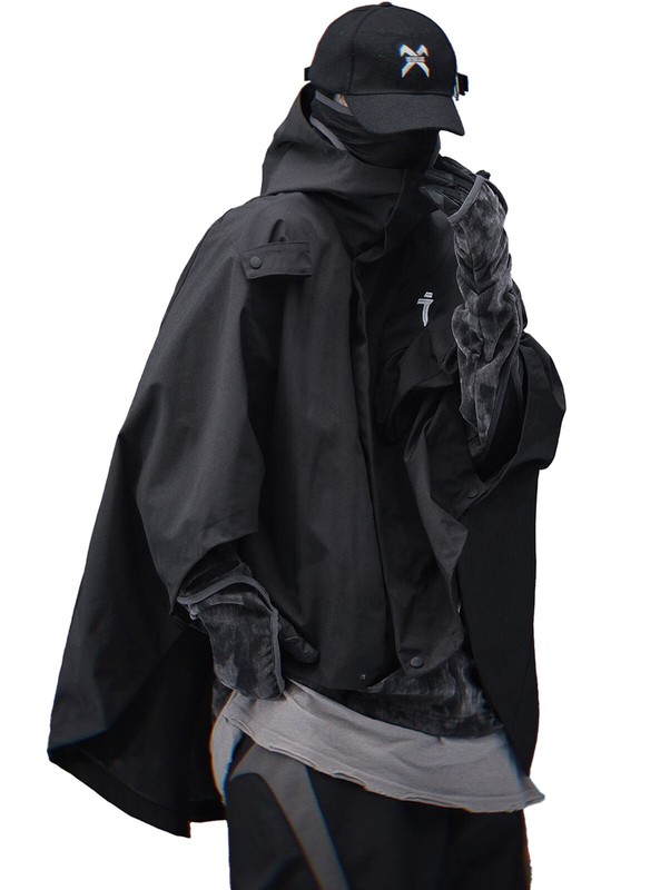 Niepce Unisex I-Tech Poncho Japanese Techwear Hooded Cape Jacket