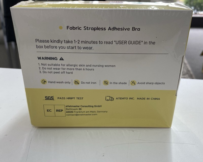Niidor Sticky Fabric Strapless Adhesive Bra Silicone Cup Size B