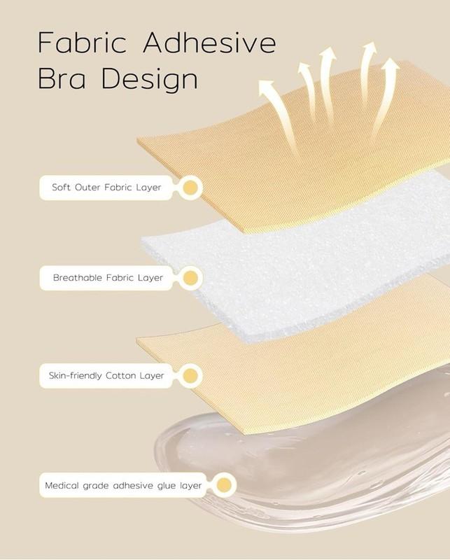 Niidor Sticky Fabric Strapless Adhesive Bra Silicone Cup Size B