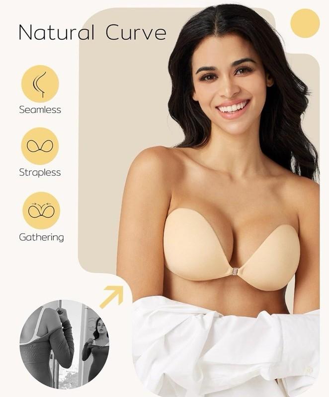 Niidor Sticky Fabric Strapless Adhesive Bra Silicone Cup Size B