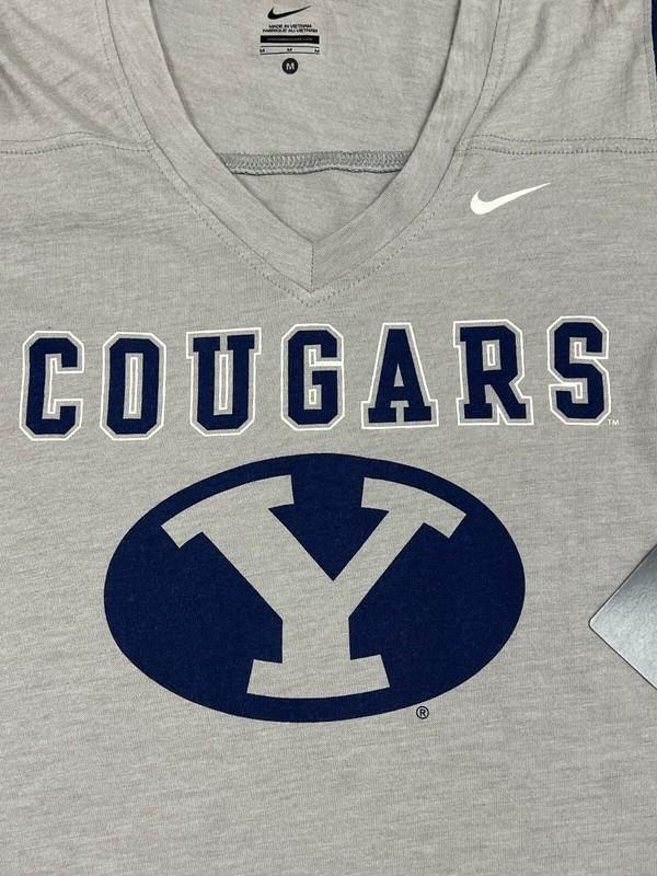 Nike BYU Cougars T Shirt Womens Brigham Young Tee V-Neck Cap Sleeve MSRP $35