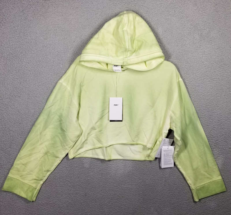 Nike Fleece Hoodie Yoga Luxe Womens XS Lemon Twist Pullover DN3711-736 Crop $90