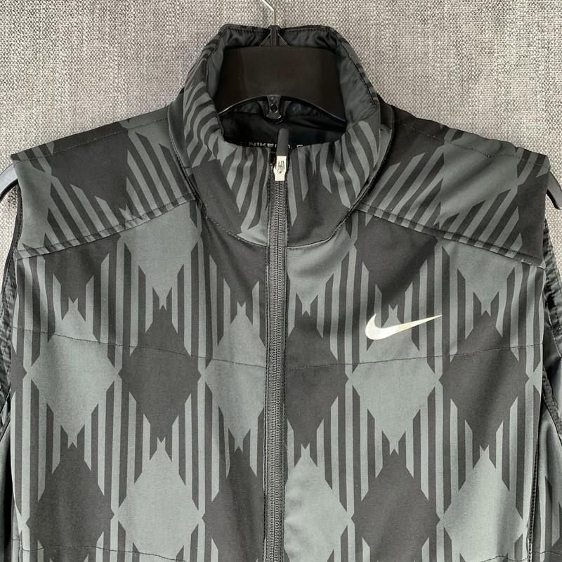 Nike Golf Puffer Vest Coat Gray Black Jacket Diamond Graphic Women’s Size XL