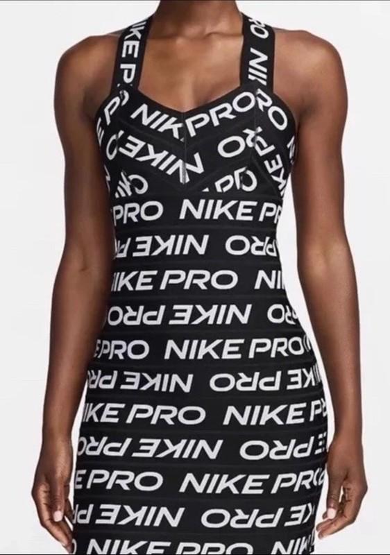 Nike Pro Women's S Bandage Dress Black White FZ6990-010