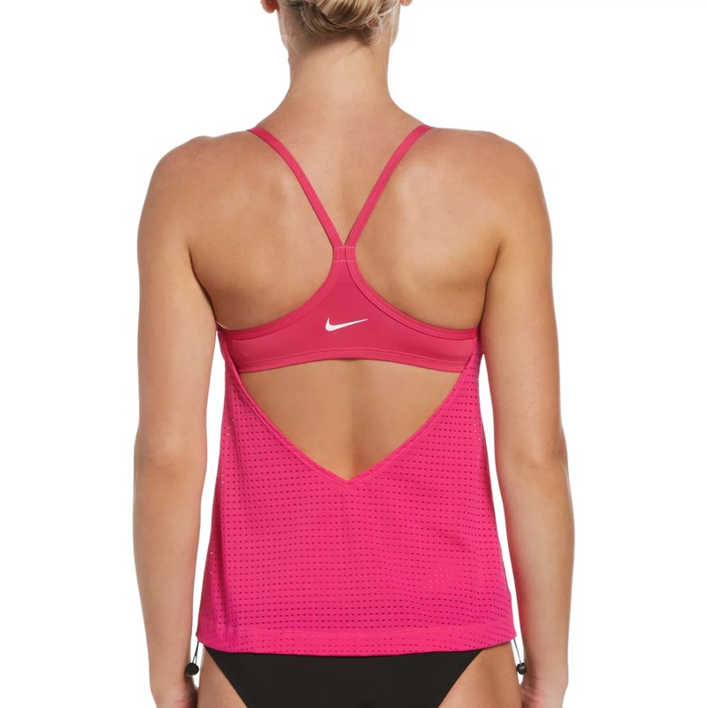 NIKE SWIM WOMENS LAYERED TANKINI PINK PRIME SIZE MEDIUM $64