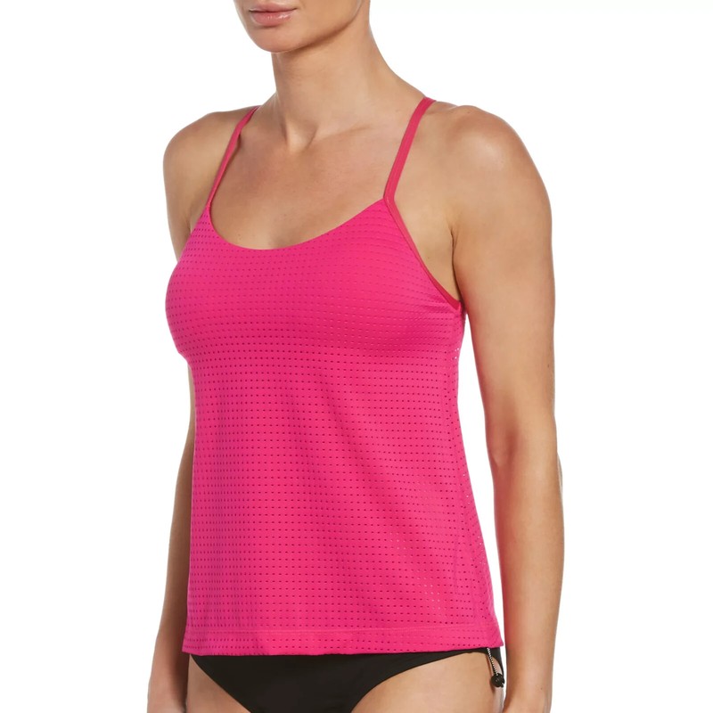 NIKE SWIM WOMENS LAYERED TANKINI PINK PRIME SIZE MEDIUM $64