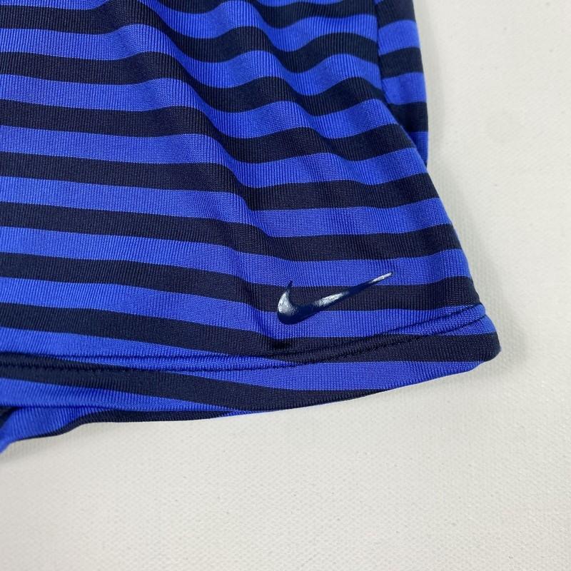 Nike Tankini Swim Womens Medium Blue Black Striped Crossback Swimsuit NESS7255