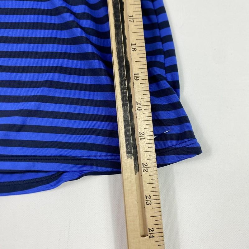 Nike Tankini Swim Womens Medium Blue Black Striped Crossback Swimsuit NESS7255