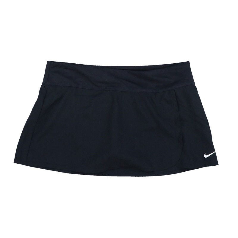 Nike Women's Swim Skirt Logo Short Polyester Pull On Stretch Black Medium New