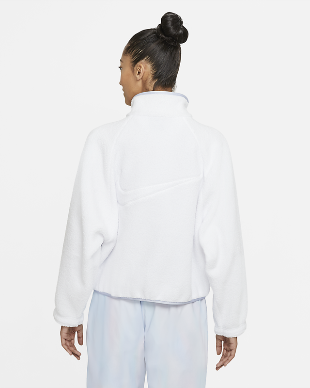 Nike Womens Sportswear Swoosh Sherpa Jacket Full Zip White Size M DD9076 100