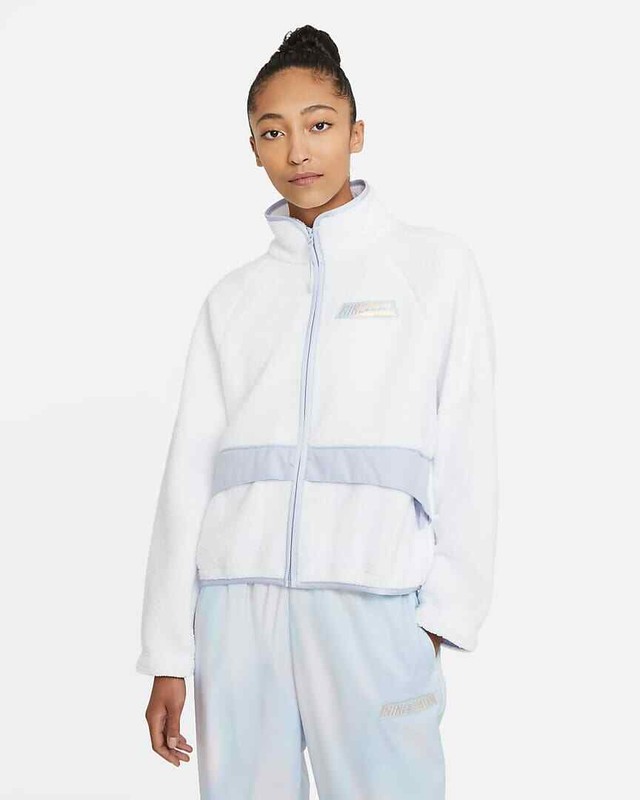 Nike Womens Sportswear Swoosh Sherpa Jacket Full Zip White Size M DD9076 100