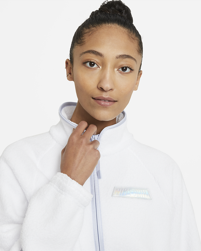 Nike Womens Sportswear Swoosh Sherpa Jacket Full Zip White Size M DD9076 100