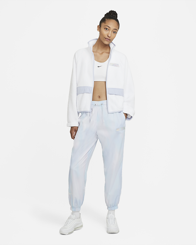 Nike Womens Sportswear Swoosh Sherpa Jacket Full Zip White Size M DD9076 100