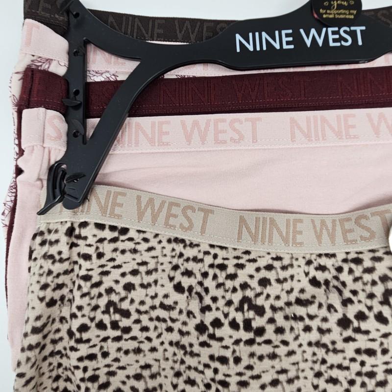 NINE WEST 5 Pk Womens S M L XL Cotton Brief Logo Panties Brown Pink Maroon Beige