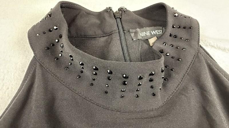 Nine West Wide Leg Halter Jumpsuit Size 10 Black Sequins