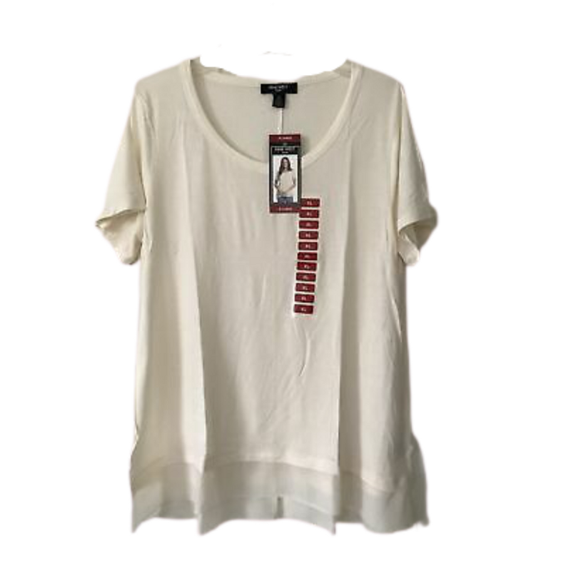 Nine West Women's Short Sleeve Emmy Top Pristine Color / Size XL With Tags