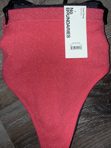 No Boundaries 2-Pair Womens Seamless Lurex Thong Underwear Panties Nylon (A) 2XL