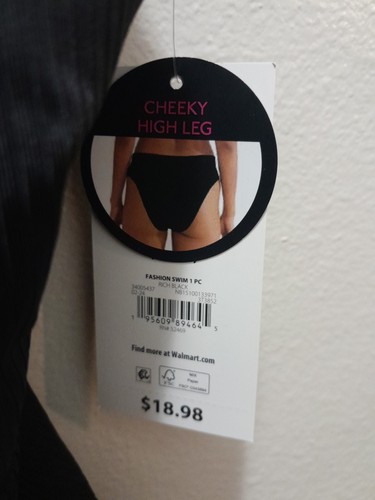 No Boundaries Fashion Swim Suit Size Large 11-13 1 Piece Black NWT