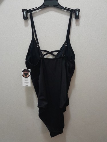 No Boundaries Fashion Swim Suit Size Large 11-13 1 Piece Black NWT