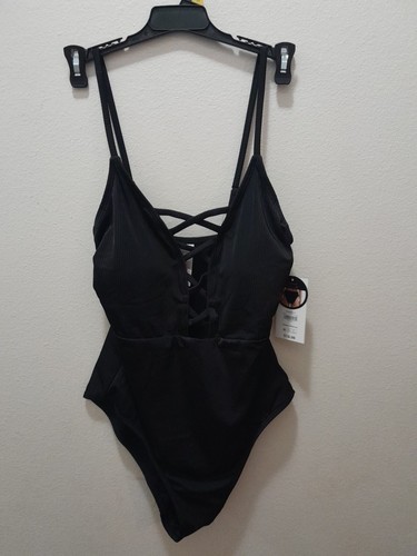 No Boundaries Fashion Swim Suit Size Large 11-13 1 Piece Black NWT