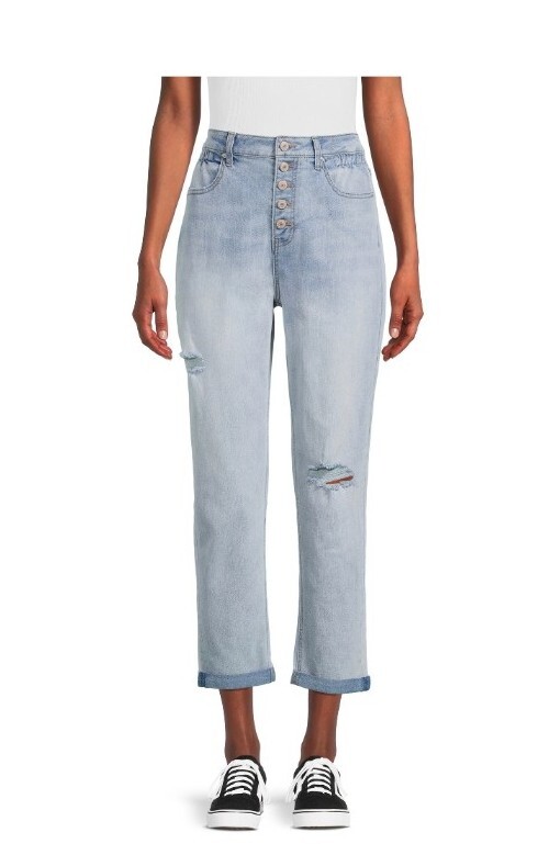 No Boundaries Jeans Juniors Size 11 Hi Rise Cinched Mom Denim 5 Button Up NEW