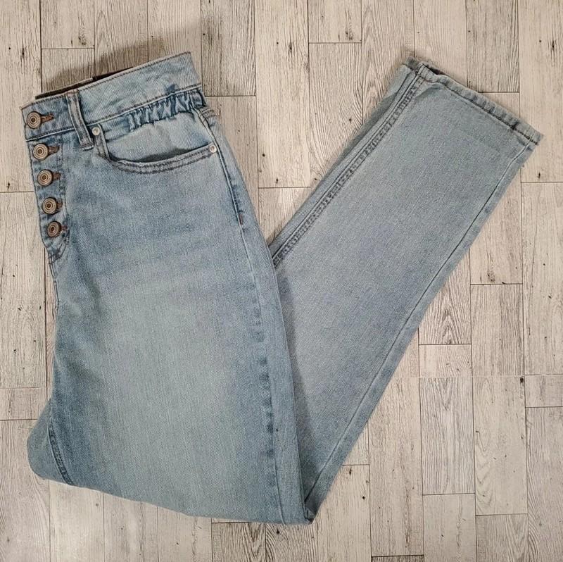 No Boundaries Jeans Juniors Size 11 Hi Rise Cinched Mom Denim 5 Button Up NEW