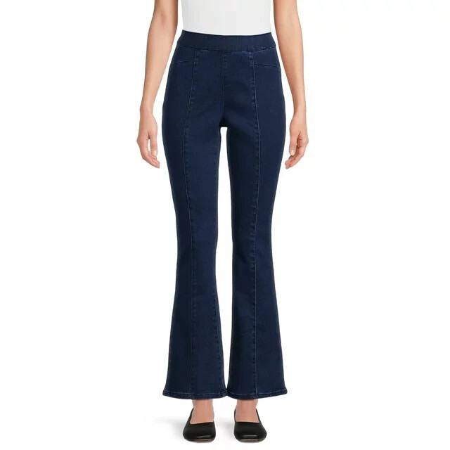 NO BOUNDARIES - SIZE: S (3-5) - Dark Wash Seamed Pull-On Flare Jeggings - NEW