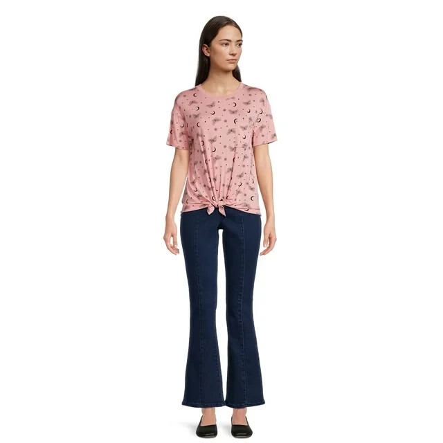 NO BOUNDARIES - SIZE: S (3-5) - Dark Wash Seamed Pull-On Flare Jeggings - NEW