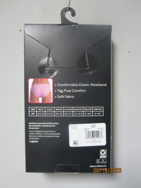 No Boundaries Women's 5-Pr Bikini Solid Cotton Stretch Rib Underwear Sz S (3-5)