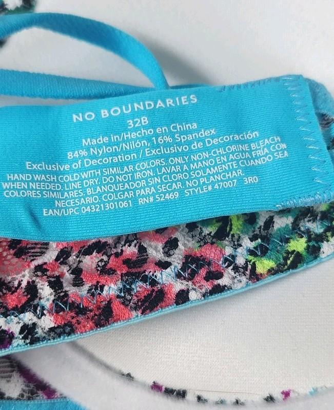 No Boundaries Women's Allover Lace Convertible Push Up Bra Size 32B Animal Print