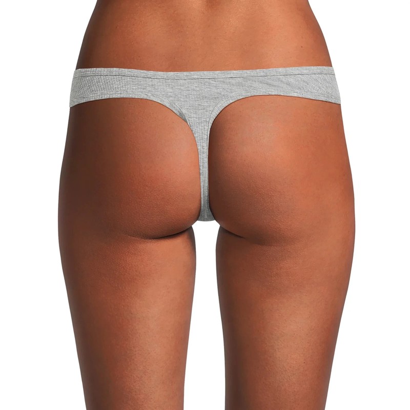 No Boundaries Women's Cotton Rib Thong Panties Size LARGE Heather Gray New