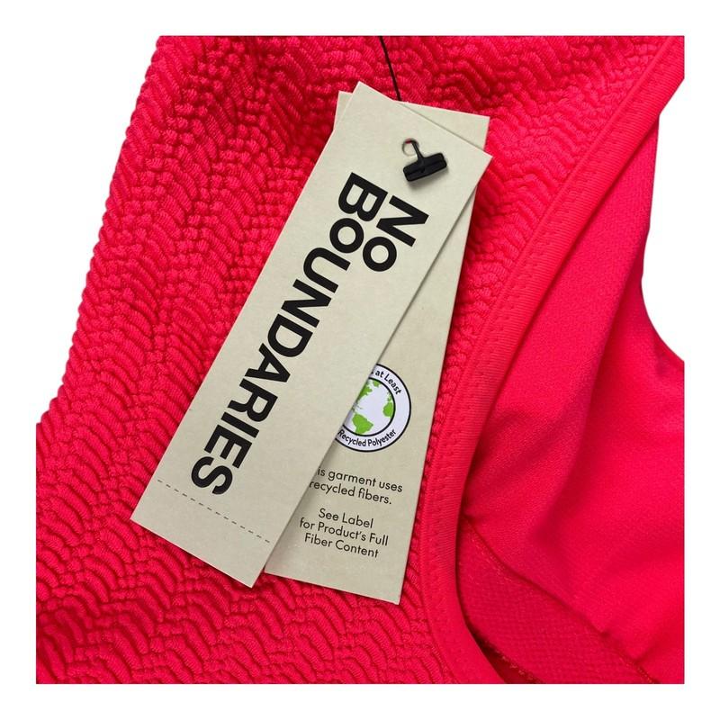 No Boundaries Women's Herringbone Crinkle One Piece Swimsuit Coral XS (0-2) NEW