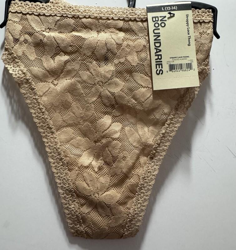 No Boundries Women’s Strappy Lace Thong SZ L (12-14) Tan NWT