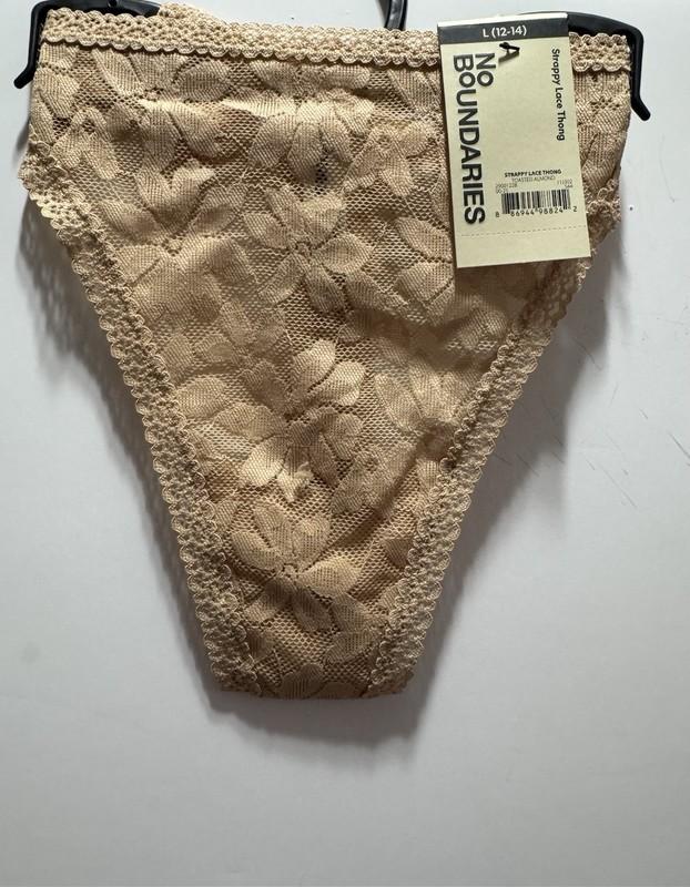 No Boundries Women’s Strappy Lace Thong SZ L (12-14) Tan NWT