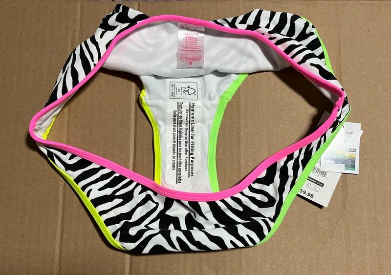 NOBO No Boundaries Women’s Jr. Zebra Print Swimsuit Bikini Bottom Size L NEW WT