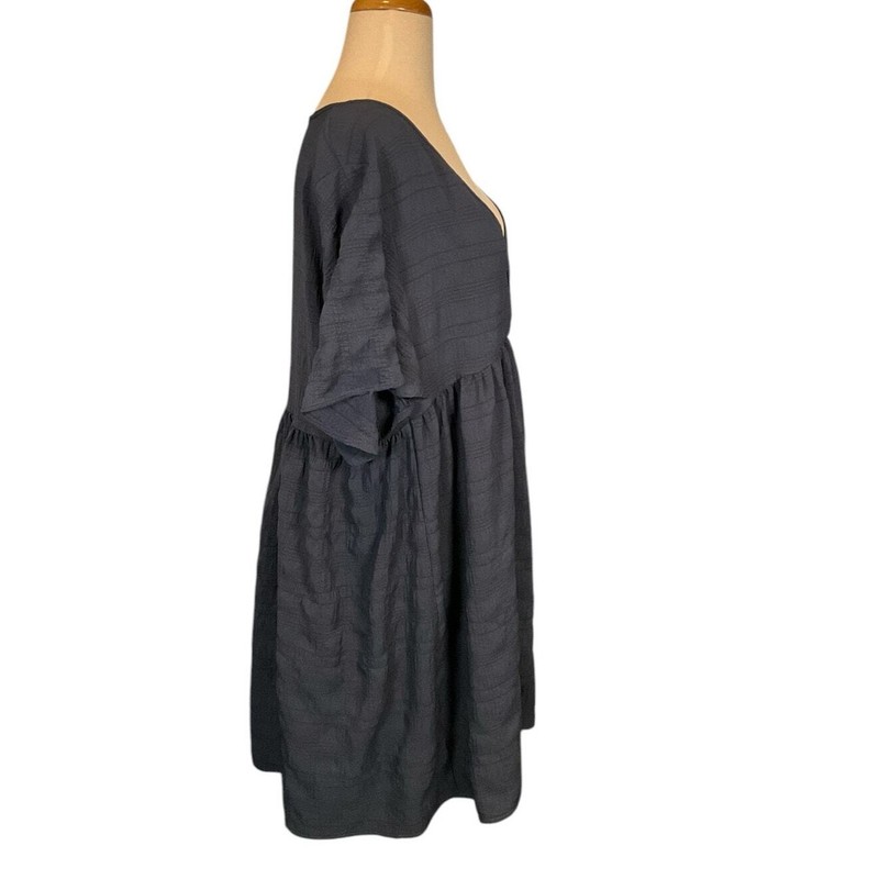 Nordstrom Rack Textured Babydoll Tunic Cover-Up Dress Navy Blue Short Small NWT