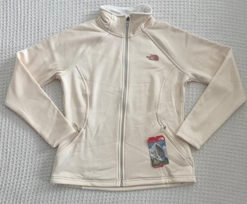 North Face $99 Women Agave Fleece Jacket Full Zip Warm - Vintage White /Creme-L