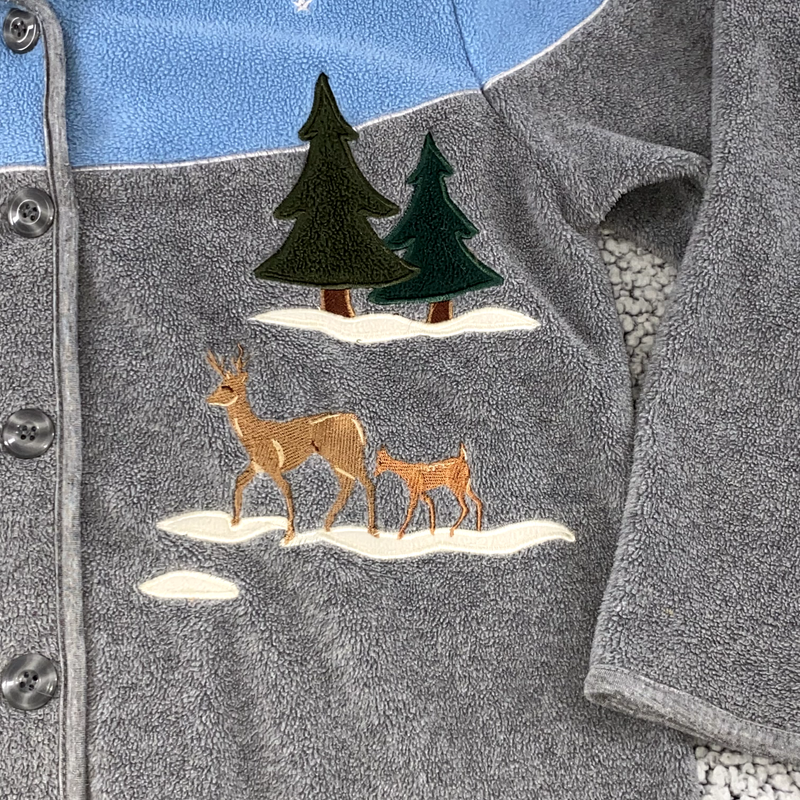 Northern Reflections Winter Lake Fleece Jacket Size S Nature Cabin Deer Trees