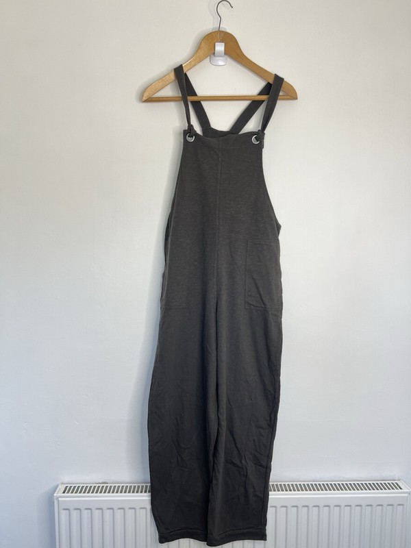 NRBY Jumpsuit Size Medium Brown Khaki Sleeveless Wide Leg Jersey