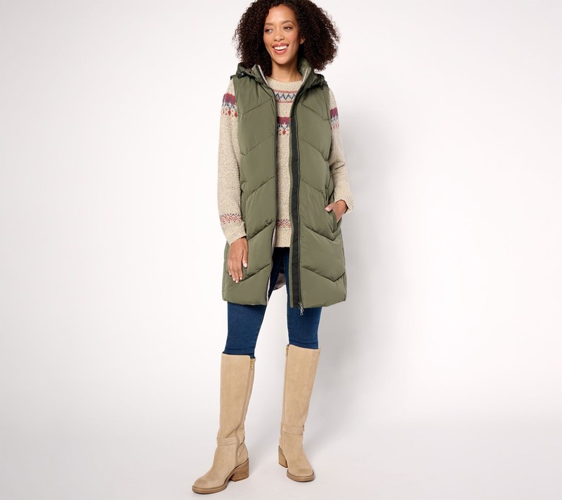 Nuage Regular Chevron Quilted Puffer Vest Removable Hood Grape Leaf XL New
