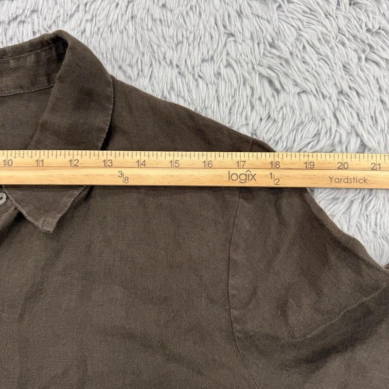 Nuthatch Dress Women's XL Brown 100% Linen Button Up Lagenlook Minimal