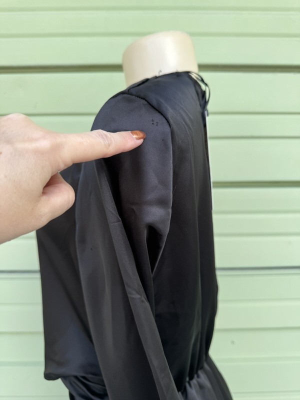 NWD ZARA BLACK SATIN EFFECT WRAP JUMPSUIT LONG SLEEVE MEDIUM READ NOTE* Y398A