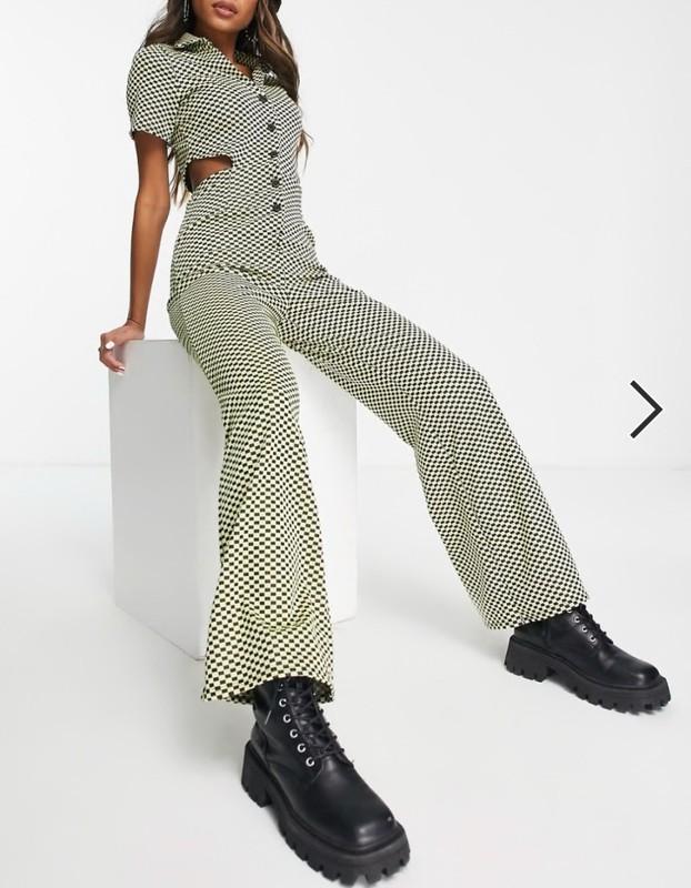 NWOT ASOS DESIGN jersey jacquard collar SKA PUNK jumpsuit in checkerboard 8