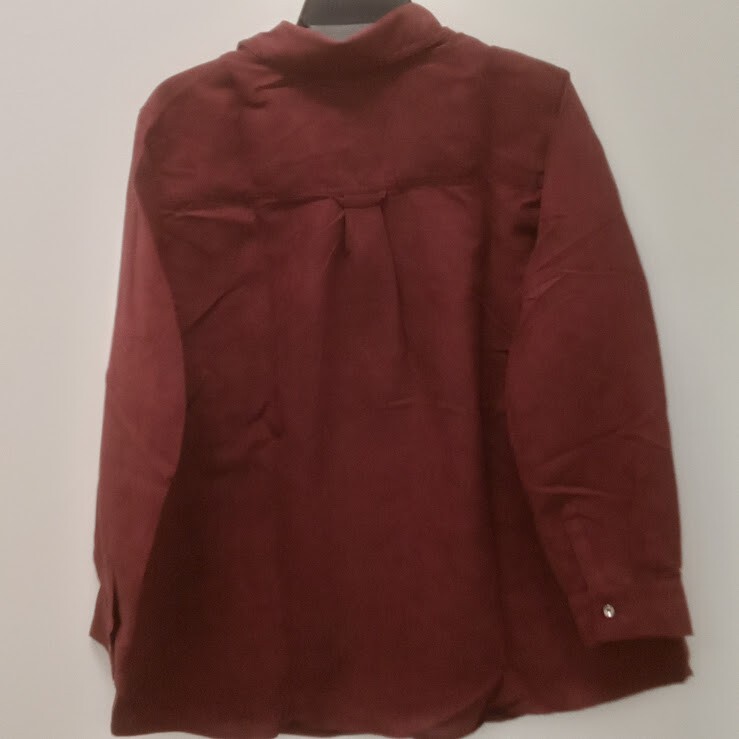 NWOT Catherines Wine Long Sleeve Button Up Polyester Top Size 0X
