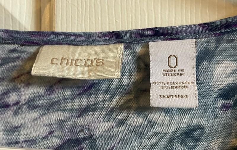 NWOT Chicos 3/4 Sleeve Scoop Neck Multicolor Pullover Knit Top Size 0 - Small