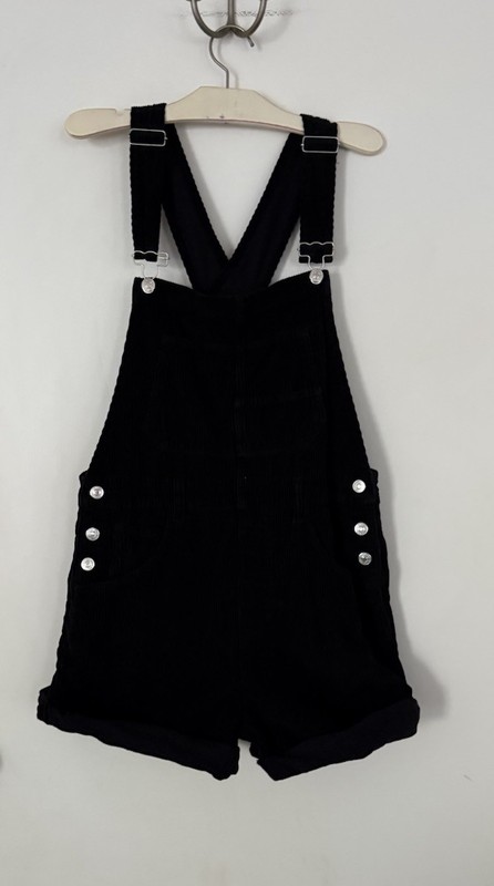 NWOT Free People Ziggy Corduroy Shortalls Overalls Black One Piece ~ S