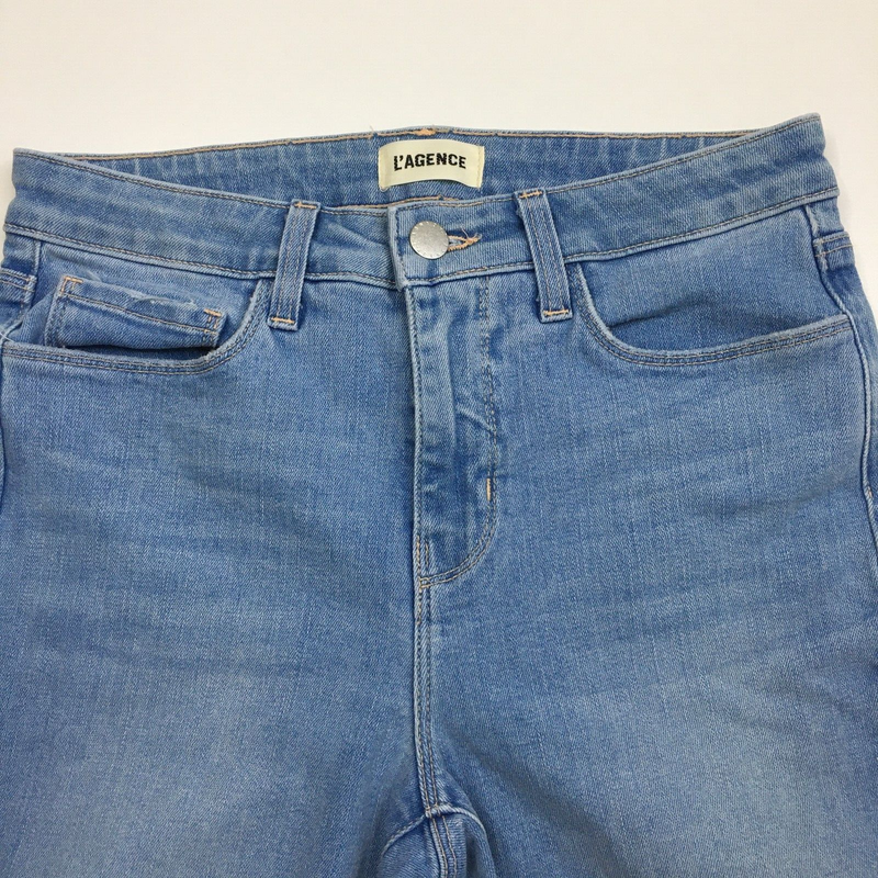 NWOT L'AGENCE Womens Sz 26 Light Wash MARGOT 5 Pocket Logo Hardware Jeans